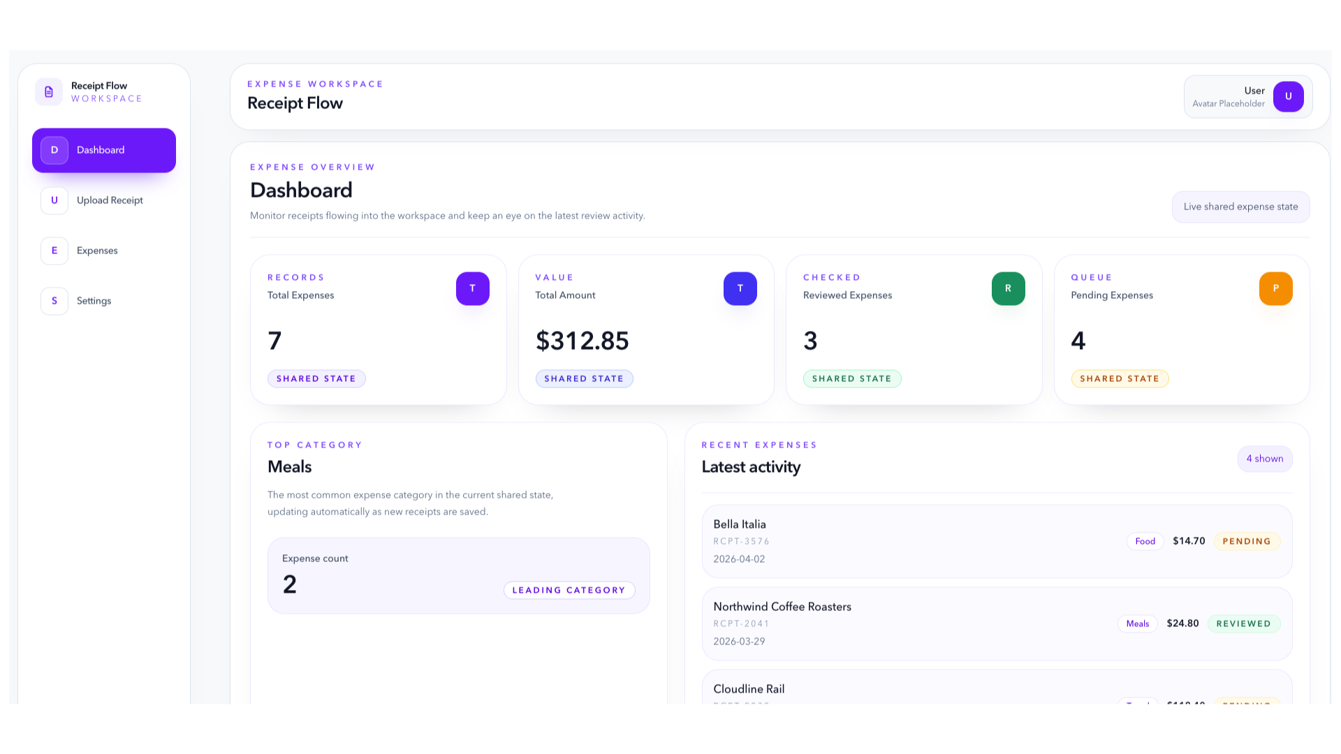 Receipt Flow preview